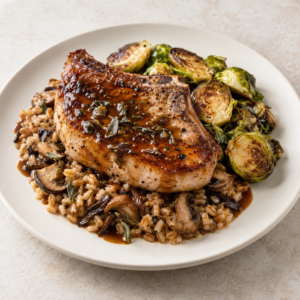BLACK GARLIC & MUSHROOM PORK CHOP
