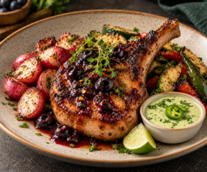 BLUEBERRY & CHIPOTLE BONE-IN PORK CHOP